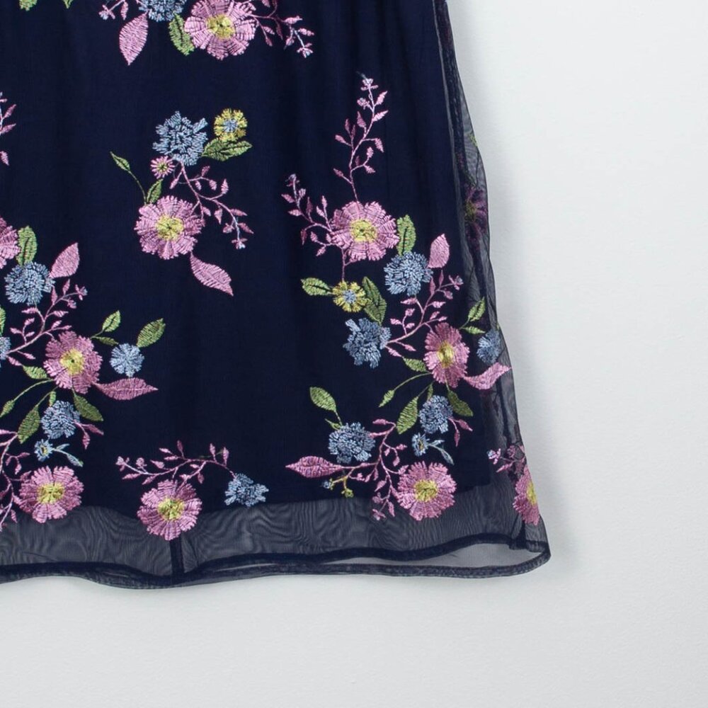Rabbit Rabbit Rabbit Womens Floral Embroidered A Line Dress Size 8 Sheer Sleeves - Picture 4 of 8